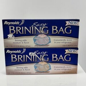 2 Reynolds Easy Brining Bags 8-24 lbs‎ (21x23.5") New Old Stock 2011